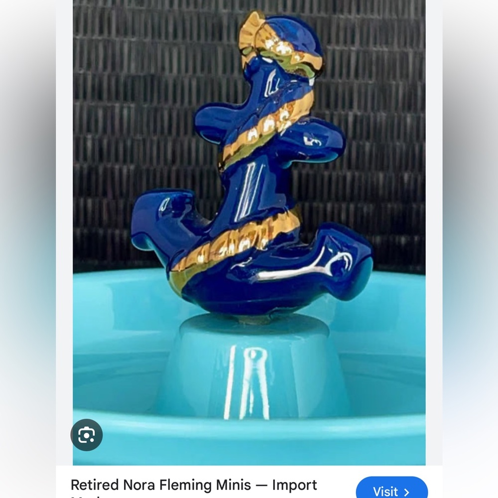 Nora Fleming Nautical Blue and Gold Anchor Decor